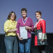Young Audiences Teaching Artist Marilyn Keating receiving a Young Audiences’ Distinguished Arts Leaders Governor’s Award