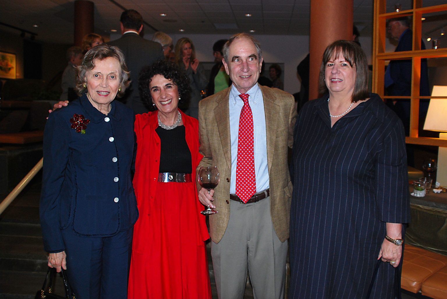 Grounds Circle Founding Reception honoring Marilyn Grounds in September 2009. Pictured, L-R: Betty Wold Johnson, Archer Harvey, Tom Harvey, and Marilyn Grounds